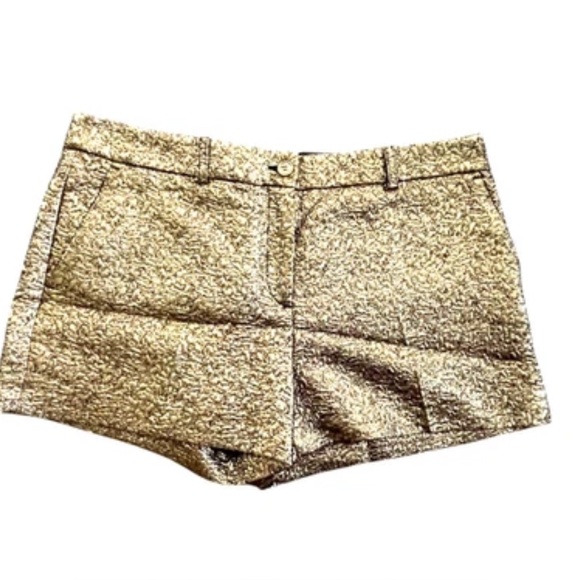 NWT Michael Kors Size 6 Gold Shiny Brocade Women's Short Shorts - Picture 3 of 9